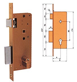 Ezcurra M38867 - Cerradura embutir hierro latonado 4000-35