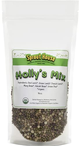 The Sprout House Certified Organic Non-gmo Sprouting Seeds Holly's Mix - Mung, Adzuki, Green Pea, Red Lentil, French Lentil, Green Lentil 1 Pound