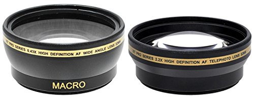 Kit Objectifs 52mm Super Telephoto Convertisseur 2,2x + Grand Angle 0,43x pour DSLR D3200 D3100 D3300 D3000 D5000 D5200 D5300 D5100 Coolpix P7000 P7700 P7100 P7800 OBJECTIF LENS 18-55 55-200 CANON 50MM F/1.4 F/1.8