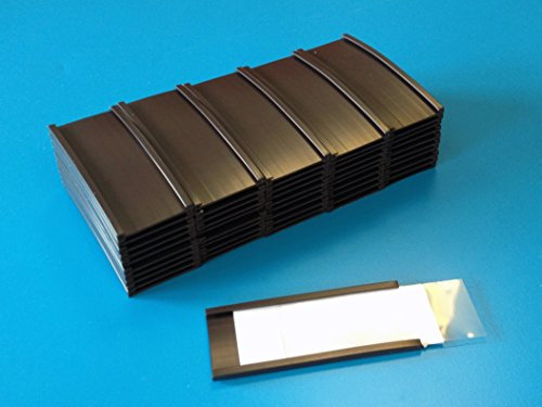 100 Stück magnetische C-Profil Etikettenhalter 30 mm hoch x 75 mm lang mit Kartonstreifen und PVC-Klar-Streifen