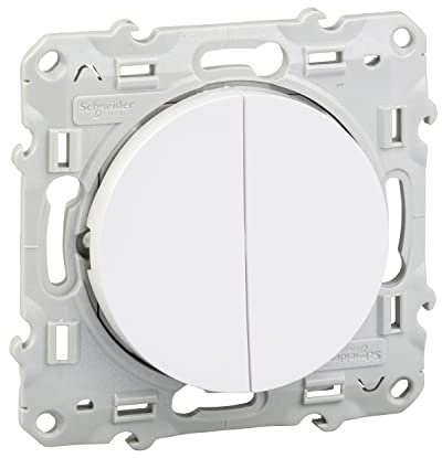 Schneider Electric - Odace, va-et-vient + va-et-vient lumineux Blanc, 10 A, à vis, LED orange 1,5 mA - S520273