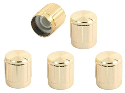 sourcing map 5pcs golden Lautstärkeregelung Drehknopf für 6mm gerändelte Welle Potentiometer