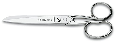 3 Claveles Tijera de Modista de Acero de Carbono, Plateado, 18 cm - 7
