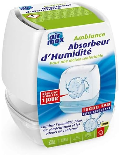 UHU Air Max Ambiance - Absorbeur Humidité Maison, Caravane, Bateau, Camping Car - Action Rapide Et Efficace - Contre Moisissures Et Odeurs - Blanc - Absorbeur 100 g Et Recharge Incluse