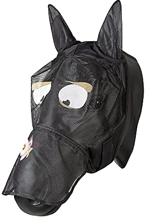 PFIFF 101013 flygmask ansiktsmask med motiv för hästar, flygskydd, Pony/S, Schwarz-Grün
