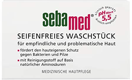 SEBAMED Seifenfreies Waschstück Reisegröße 100 g, Vitamin E sowie hautglättendes Panthenol verleihen neben Sauberkeit und Frische ein angenehm glattes Hautgefühl