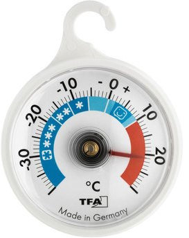 TFA Dostmann Termómetro de refrigeración analógico con gancho 14.4005, manejable, con zonas de refrigeración, para frigorífico, congelador y almacenamiento frigorífico, control de temperatura, hasta