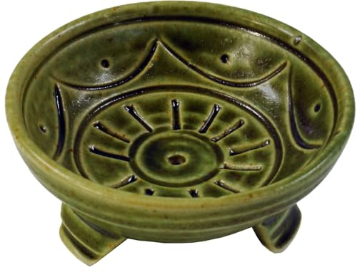 Guru-Shop Encensoir en Céramique, Vert, Couleur : Vert, 4x7,5x7,5 cm, Porte-bâton D`encens