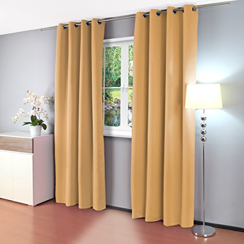 Gräfenstayn Alana térmica de 209 - Cortina con Ojales, Aprox. 135 x 245 cm Cortina Cortina, Tela, Beige, 135 x 245