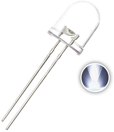 Chanzon 50 pcs 10mm White LED Diode Lights (Clear Round Transparent DC 3V 20mA) High Intensity Super Bright Lighting Bulb Lamps Electronics Components Light Emitting Diodes