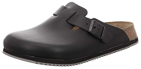 BIRKENSTOCK Boston Leder, Unisex-Erwachsene Clogs, Schwarz (Schwarz), 45 EU