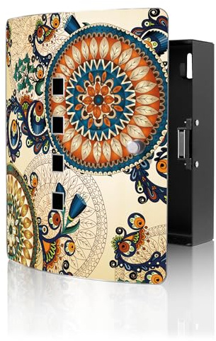 banjado Design Schlüsselkasten aus Edelstahl für 10 Schlüssel - Schlüsselschrank zur Schlüssel Aufbewahrung 24 x 21,5 x 7cm groß mit praktischem Magnetverschluss - Motiv Modernes Mandala