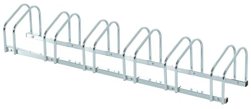 HOMCOM Bike Stand Parking Rack Floor or Wall Mount Bicycle Cycle Storage Locking Stand 179L x 33W x 27H (6 Racks, Silver)