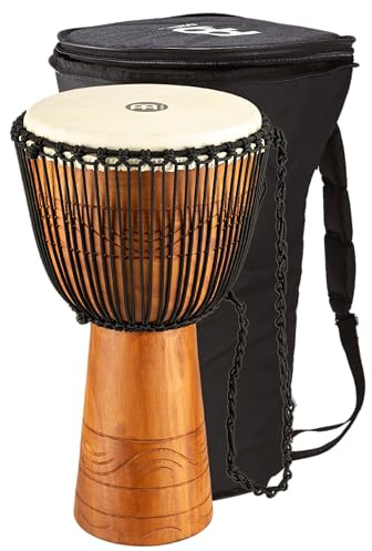 Meinl Percussion Water Rhythm Djembe - Sehr große Handtrommel - Inklusive Tasche - Durchmesser 13 Zoll - Mahagoni, Mehrfarbig (ADJ2-XL+BAG)