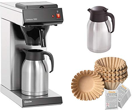 Bartscher Kaffeemaschine Korbfilter Contessa 1002 + Ersatzkanne + 250 Korbfilter + Entkalker