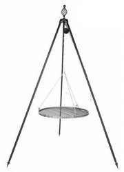 Tre Gamba Grill Oskar altezza 210 cm incl. Catena e griglia in acciaio grezzo 50 cm