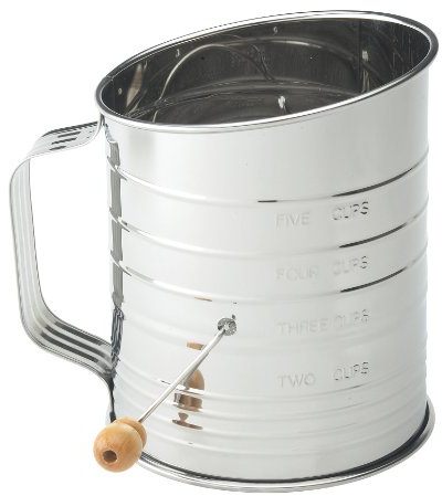 Mrs. Anderson's Baking Hand Crank Flour Sifter, Stainless Steel, 5-Cup Capacity, For Breaking Up Clumps And Aerating Flour And Powdered Sugar