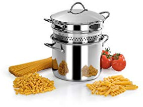Barazzoni Spa, Spaghettiere Con Fondo ø22cm, Capacità 6lt, Acciaio Inox 18/10, Made in Italy