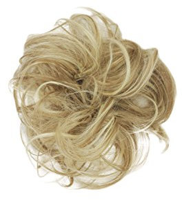 WIG ME UP - Toupet: Elastico fatto da capelli artificiali, Fascia per Capelli, Coda di Cavallo, Mix di Biondo, YZF-3054HT-24H88