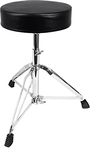 Rockville RDS30 Deluxe Thick Padded Drum Throne Stool, 11 Round Seat, 2.5 Cushion, Adjustable 18.9-24.4, Foldable, 265 lb Capacity, Double-Braced, for Drummers and Musicians