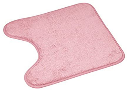 douceur d'intérieur, Tapis Contour WC (45 x 45 cm) Vitamine Sdb Rose Poudre, Microfibre Unie