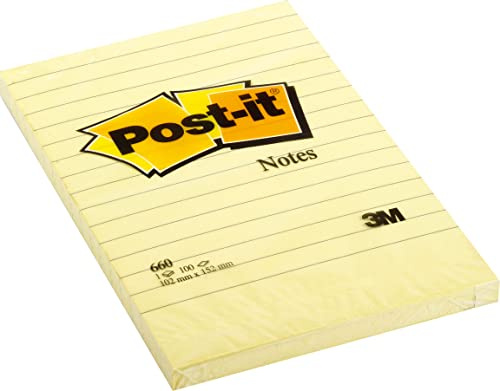 Post-it Notes Stor linjerad dyna med 100 ark 102 x 152 mm gul ref 660YE