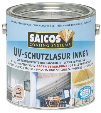 Saicos 7704 301 UV-Schutzlasur innen weiß transparent 0.75 l