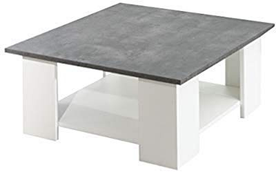 Symbiosis Square Mesa de centro cuadrada, Blanco y Efecto Cemento 67x67x30,5 cm