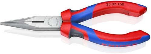 KNIPEX Flachrundzange mit Schneide, 25 02 160 SB | Radiozange auf SB-Karte mit Comfort-Griffen 160 mm