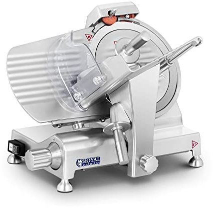 Royal Catering Cortafiambres Cortador De Fiambres Para Carnicería RCAM-250EXPERT (Cuchilla: Ø 250 mm, Corte hasta 12 mm, 180 W, Con afilador)
