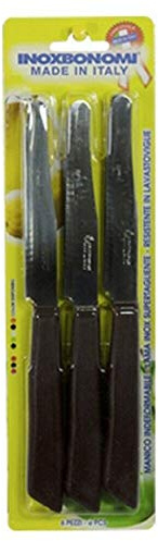 SET 6 COLTELLI DA TAVOLA BONOMI MADE IN ITALY COL. MARRONE LAMA INOX