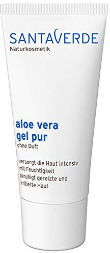 Santaverde / aloe vera gel pur / leichtes Gesichts- & Körpergel / feuchtigkeitsspendend / wohltuend & kühlend / entzündungshemmende & beruhigende Wirkung / ohne Duft / für alle Hauttypen / reiner Aloe Vera Saft / eigener, kontrolliert biologischer Anbau / Gesicht, Dekolleté & Körper / Unisex / 100 % vegan / 50 ml