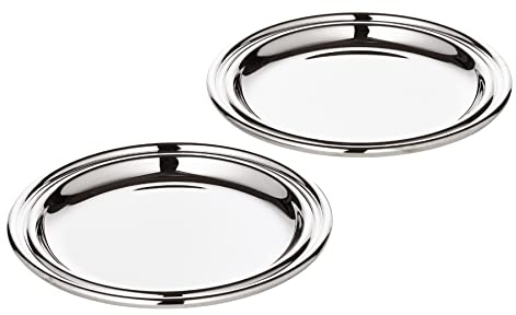 EDZARD 2er-Set Untersetzer Astoria, Durchmesser 11 cm, edel versilbert und anlaufgeschützt - Gläseruntersetzer, Gläserteller, Flaschenuntersetzer, Flaschenteller