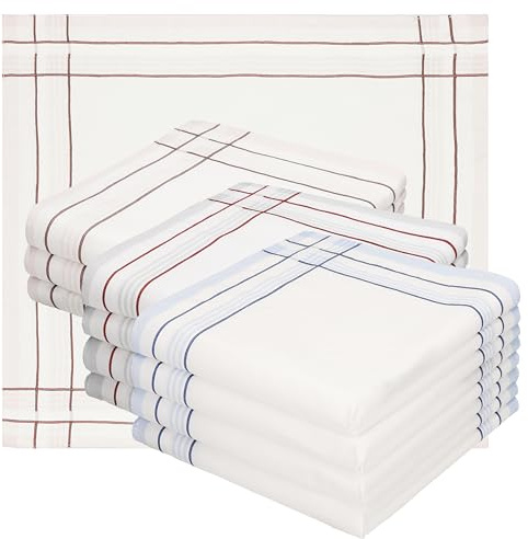 Betz Set di 12 fazzoletti da uomo 40 x 40 cm, 100% cotone Design 3