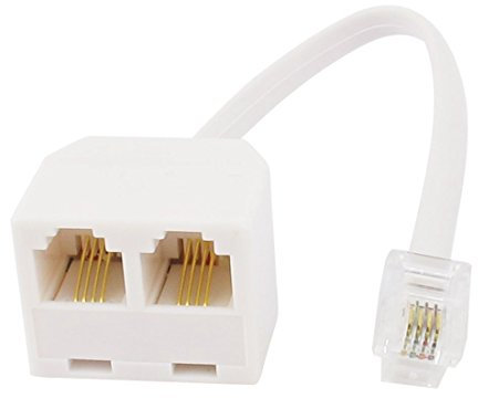 sourcing map Phone Line Splitter, RJ11 6P4C Modular Handset to Double RJ11 6P4C Socket Connector Adapter for Landline, Modem, Fax Machine, 2 Way Cell Phone Jack Line Converter for Home Office