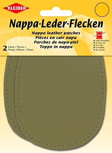 Kleiber Genuine Nappa Leather Sew-on Elbow and Knee Patches, 2-Pack, Beige – Premium 12.5 x 10 cm Leather Repair Kit for Blazers, Sweaters, and Trousers