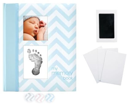 Pearhead P62201 Souvenir Prenota con motivo Zig Zag e tampone di inchiostro Clean-Touch, Blu [importati dal Regno Unito]