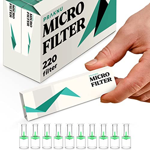 Praknu 220 Filtres à Cigarettes Anti Goudron et Nicotine pour Tailles Régulières 8mm Réutilisable - en boîte Pratique de 10 - Embout Cigarette Tabac