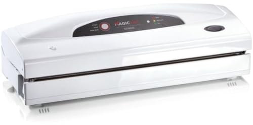 FlaemNuova GeniusBasic - Macchina Sottovuoto per Alimenti Freschi e Umidi Sigillatrice per Sacchetti con Taglierino, Macchinetta con 1 Tubo per Contenitori e Accessori, 5 Sacchetti Pretagliati Inclusi