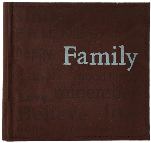 Pioneer Photo Albums 10004163 TXT-200BN Family Text Design Sewn Faux Suede Cover Album, Multicolor