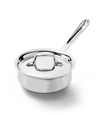 All-Clad 4201 Stainless Steel Tri-Ply Bonded Dishwasher Safe Sauce Pan with Lid/Cookware, 1-Quart, Silver