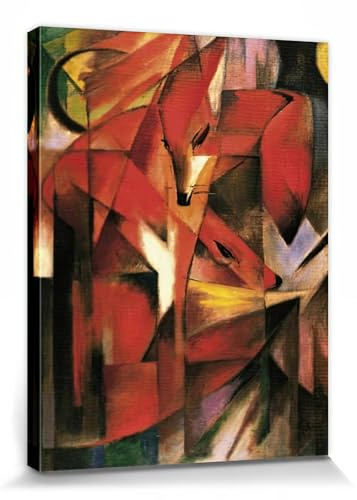 1art1 Franz Marc Poster Füchse, 1913 Bilder Leinwand-Bild Auf Keilrahmen | XXL-Wandbild Poster Kunstdruck Als Leinwandbild 80x60 cm