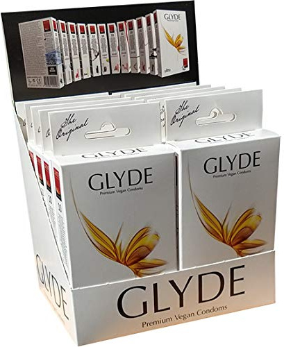 Glyde Ultra Natural 10 x 10 vegane Kondome ohne Casein, 53mm Breite, zertifiziert mit der Vegan-Blume