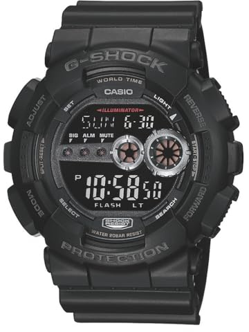 Casio G-Shock GD100-1B | Men's Tough Digital Watch | 200M Water Resistant | High-Brightness LED | Dual Time & 7-Year Battery
