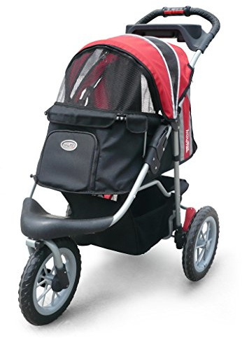 Innopet Haustier-Buggy, IPS-075, rot/schwarz, Hunde-Tragetasche, Trolley, Comfort EFA Buggy.Faltbarer Haustier-Buggy für Hunde und Katzen.