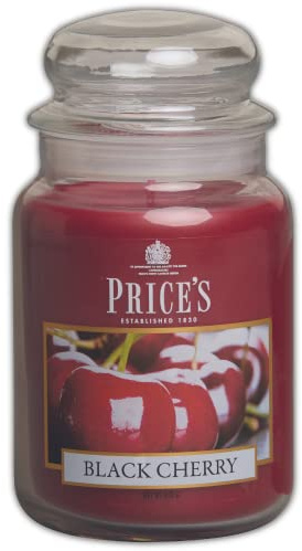 Price's Grande Bougie en Pot Cerise Noire – Parfum Doux, délicieux et de qualité – Parfum Longue durée – Jusqu'à 150 Heures de Combustion