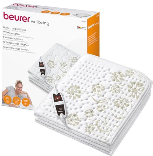 Beurer Wärmeunterbett UB 60, anschmiegsame Wärmebettunterlage mit 4 Temperaturstufen und Schnellheizung, maschinenwaschbar, weiß