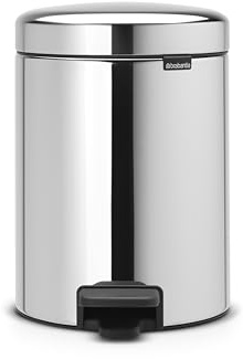 Brabantia NewIcon Treteimer sanft schließend, Kunststoff-Inneneimer, Brilliant Steel, 5 Liter