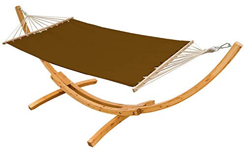 AMANKA XL Hängematten Gestell 325cm Holzgestell mit Stabhängematte Doppelhängematte Braun