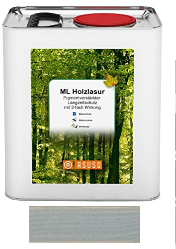 asuso ml Lasure bois longue protection de couleur gris argenté 3 litres GEBINDE